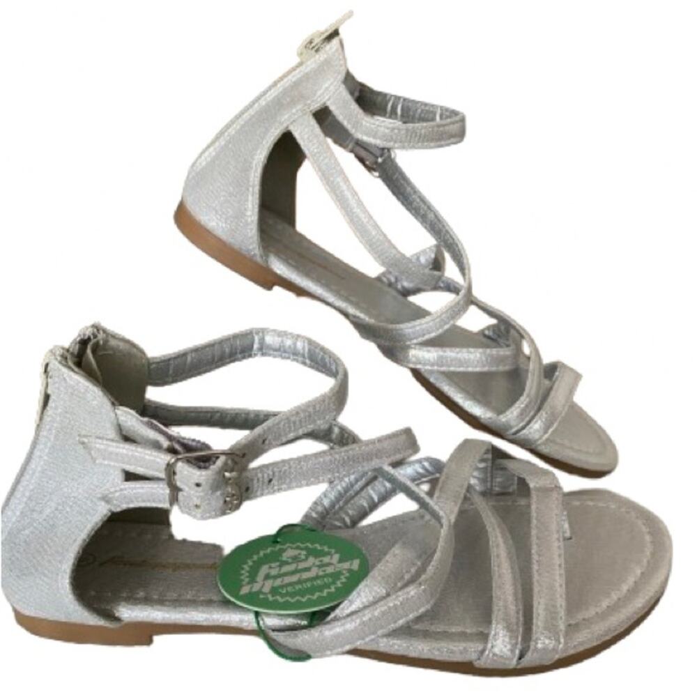 Funky Monkey Girls Silver Gladiator‎ Style Sandal NWT Sz 5